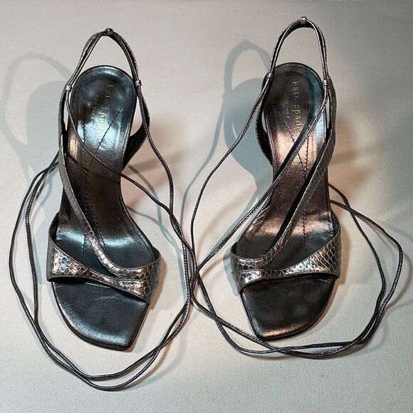 Kate Spade platinum python ankle wrap Strappy stilettos heels 6 - Picture 10 of 12